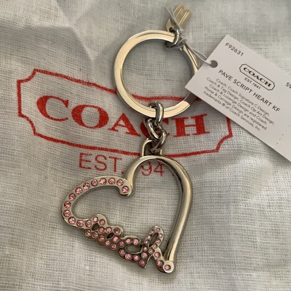 Coach Pave Script Heart Keychain - Picture 2 of 6